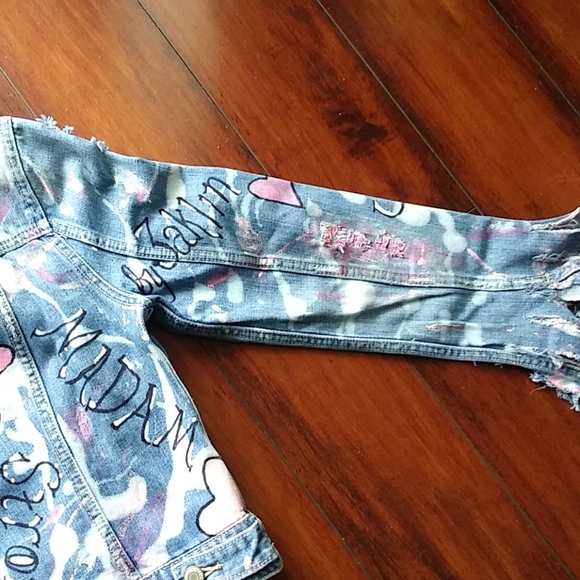 Denim Distressed Hand-Painted Jacket Sm. - Picture 6 of 6